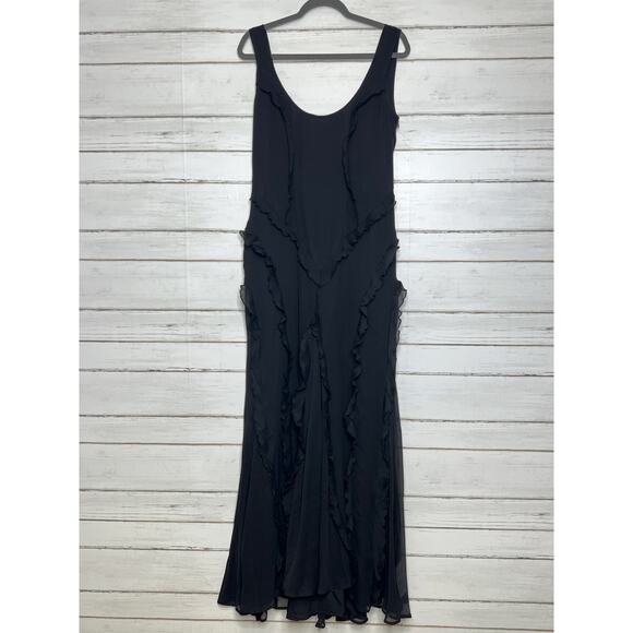ASOS Dresses & Skirts - ASOS Black Ruffle Maxi Dress Scoop Back Size 8